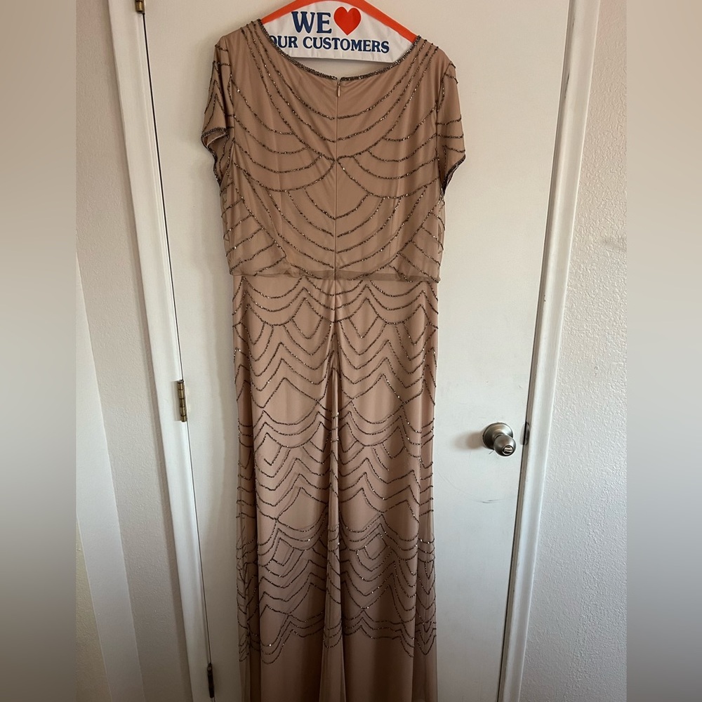 Adrianna Papell Taupe Beaded Maxi Dress - Picture 2 of 4